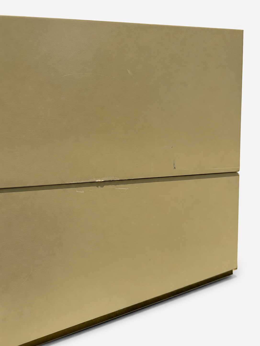 Vintage Lane Postmodern Tallboy Dresser Chest in Cream Lacquer with Brass Accents c.1985
