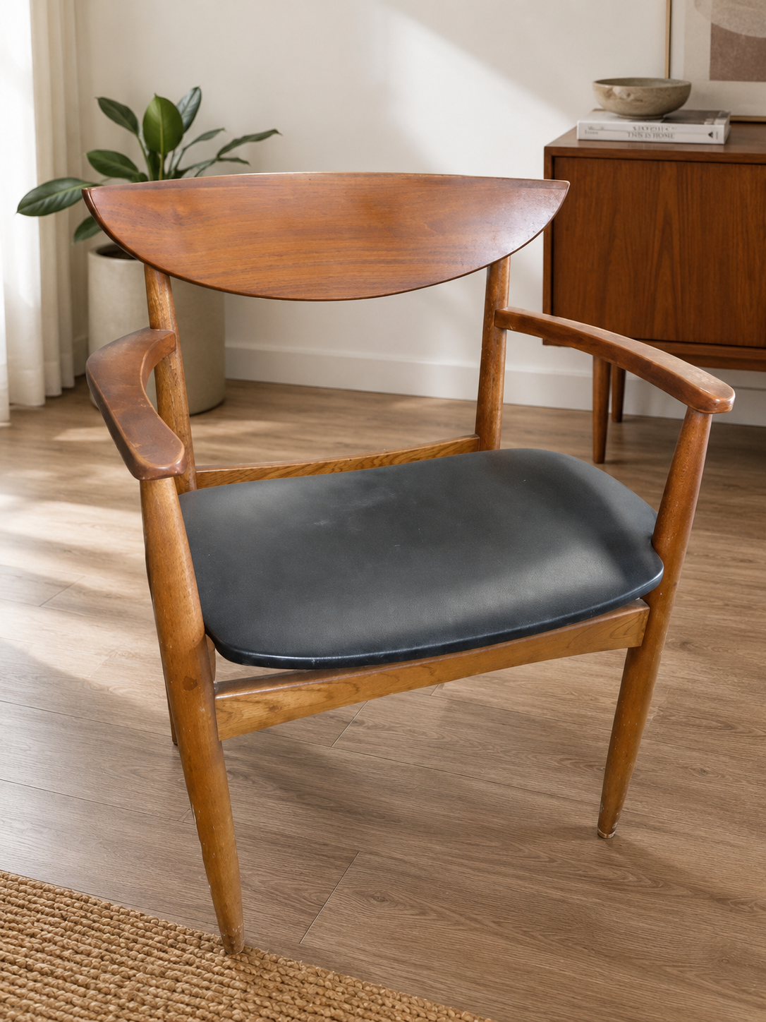Vintage Mid-Century Modern Lane “Perception” Walnut Armchair by Warren Church | Mid Century Modern Sculpted Lounge Chair 1971